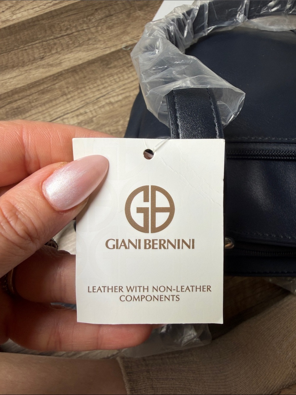 Giani Bernini Navy Leather-Blend Shoulder Bag - Picture 10 of 10